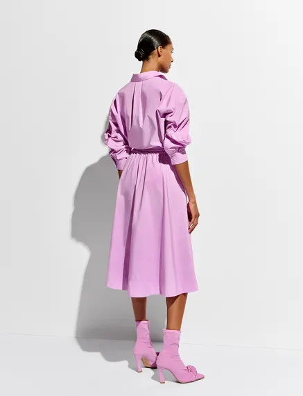 Lilac midi-length A-line skirt