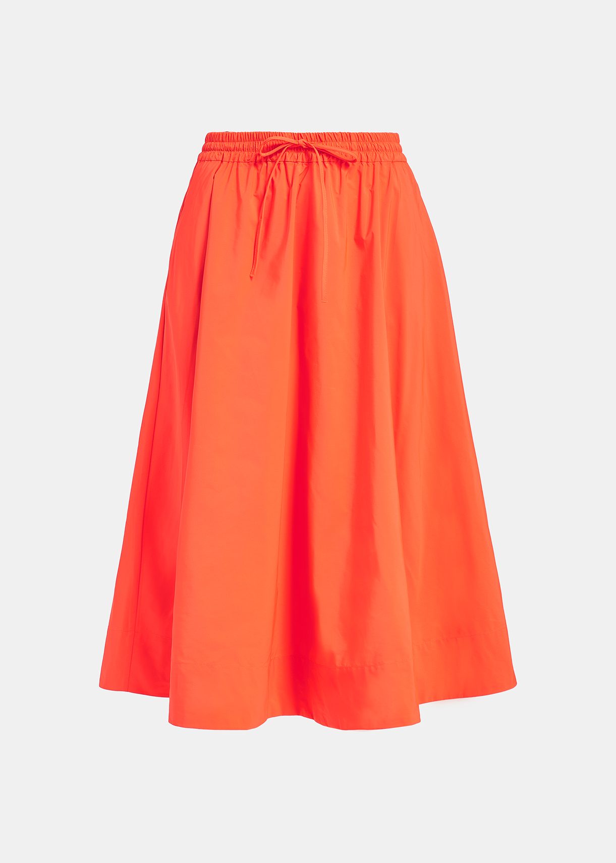 Orange midi-length A-line skirt