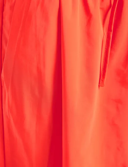 Orange midi-length A-line skirt