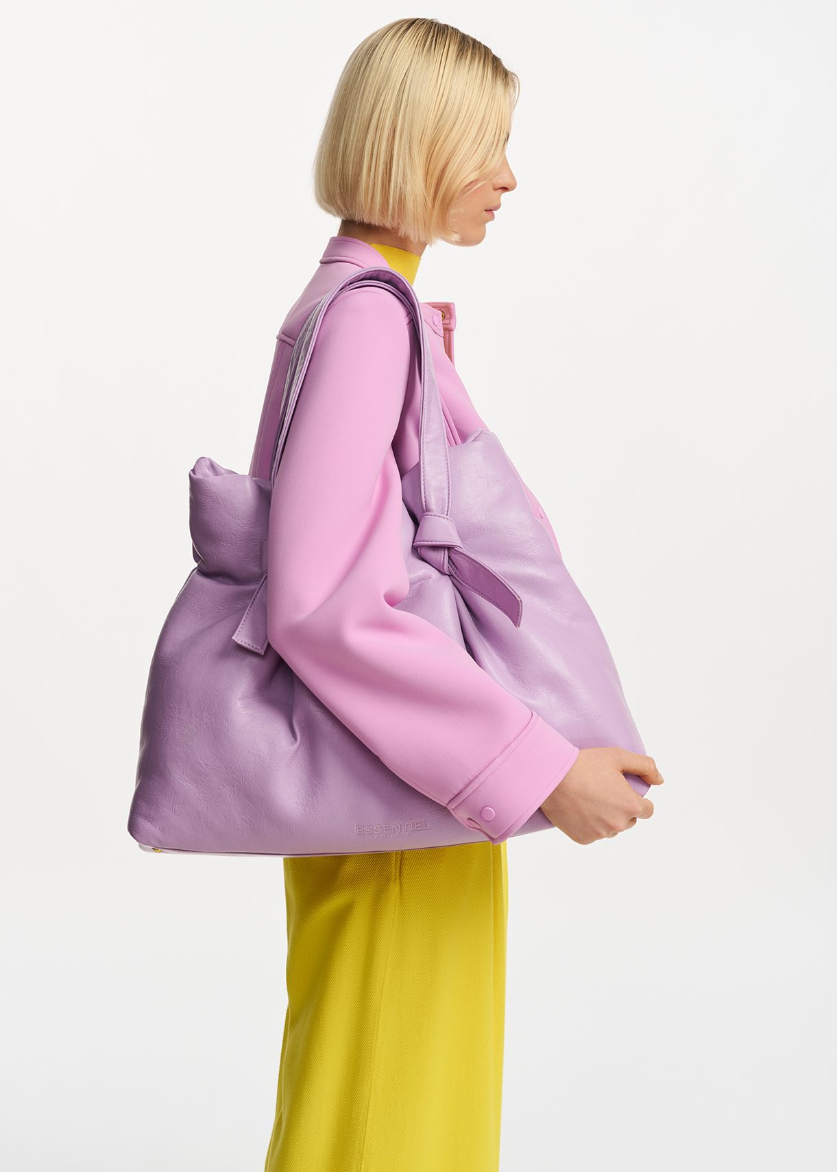 Lilac faux leather shopper bag