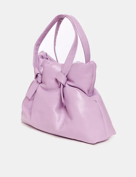 Lilac faux leather shopper bag