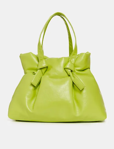 Cabas en faux cuir vert