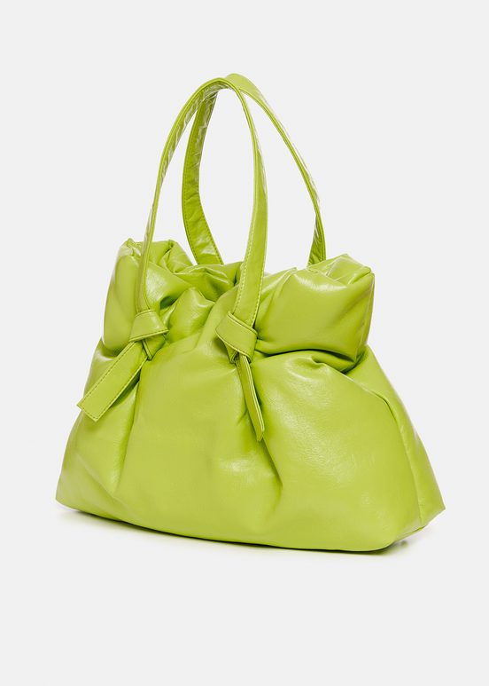 Green faux leather shopper bag