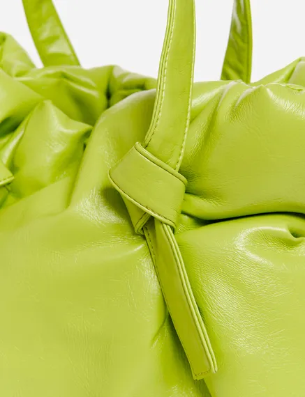 Green faux leather shopper bag