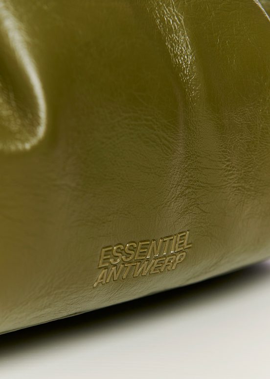 Khaki faux leather shopper bag