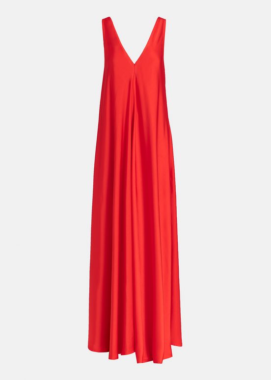 Red V-neck maxi-length dress