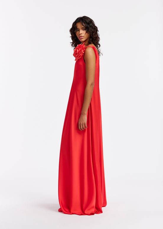 Red V-neck maxi-length dress