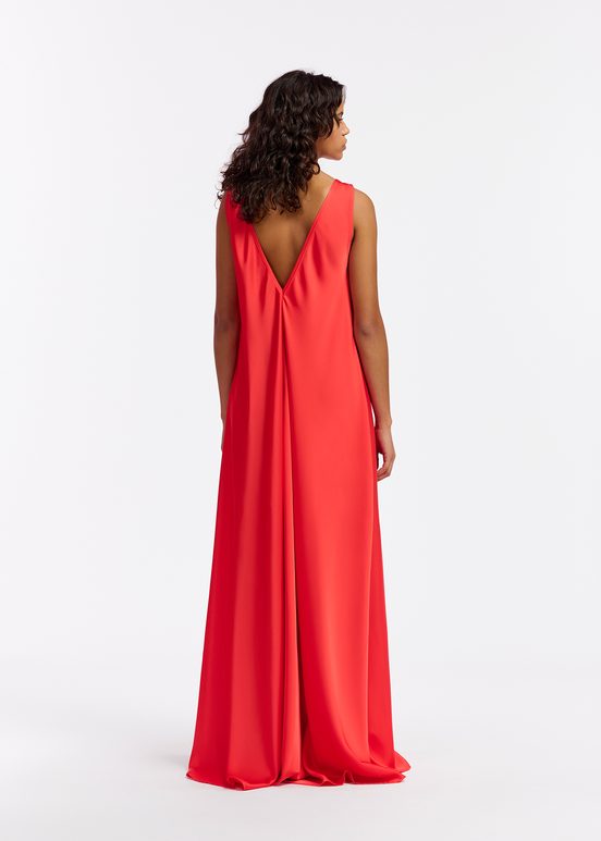 Red V-neck maxi-length dress