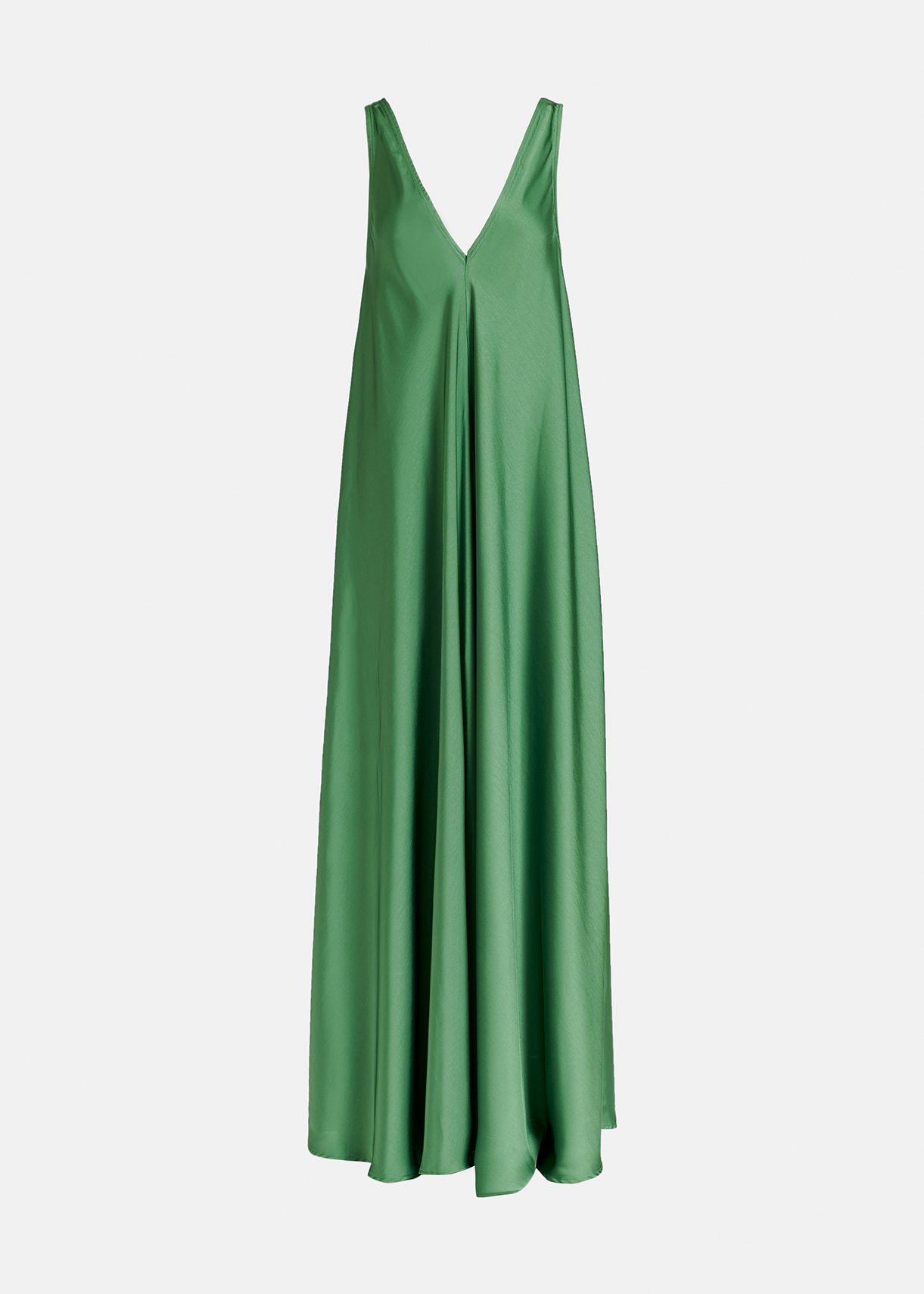 Green V-neck maxi-length dress