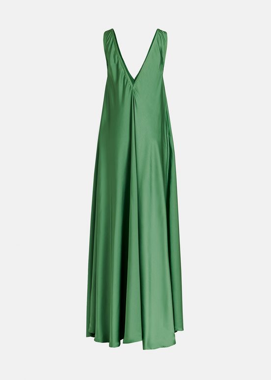 Green V-neck maxi-length dress