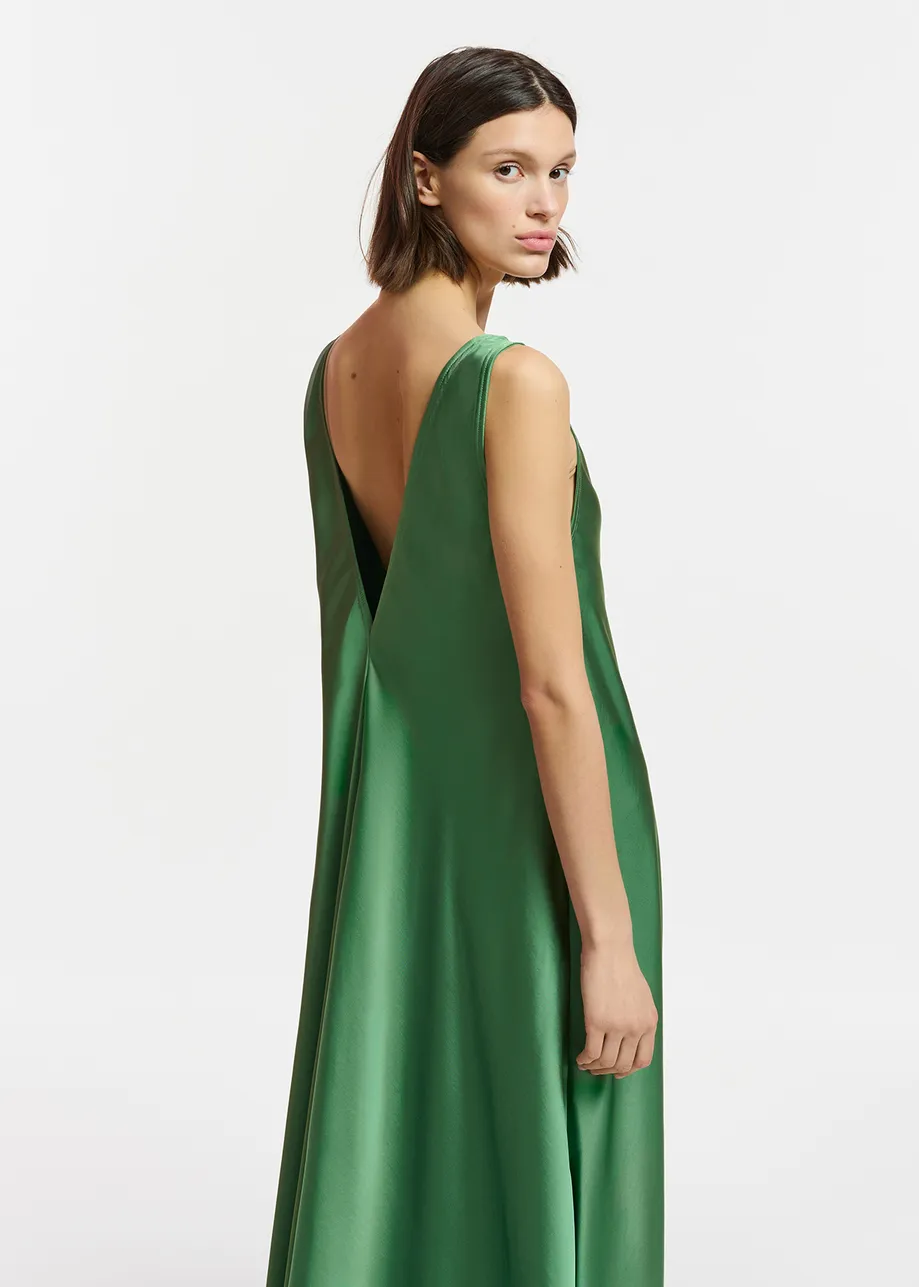 Green V-neck maxi-length dress