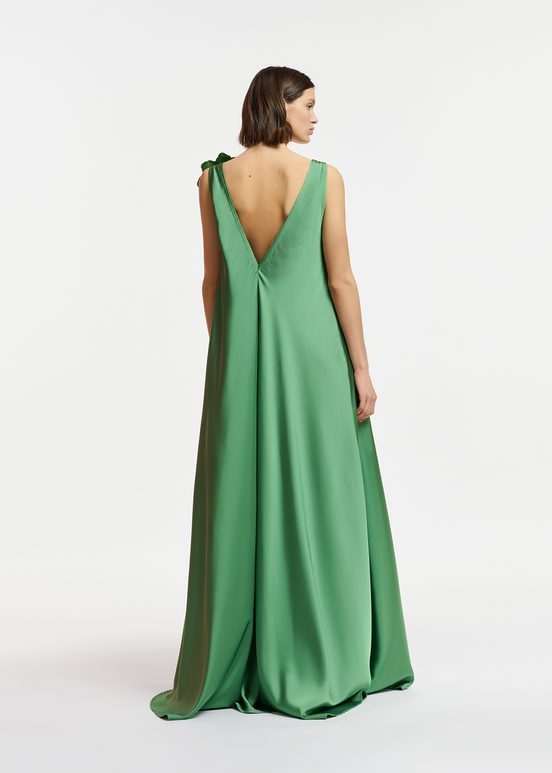 Green V-neck maxi-length dress