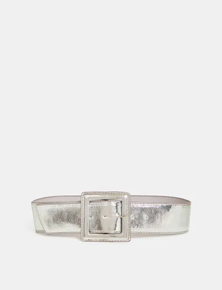 Silver metallic waist belt