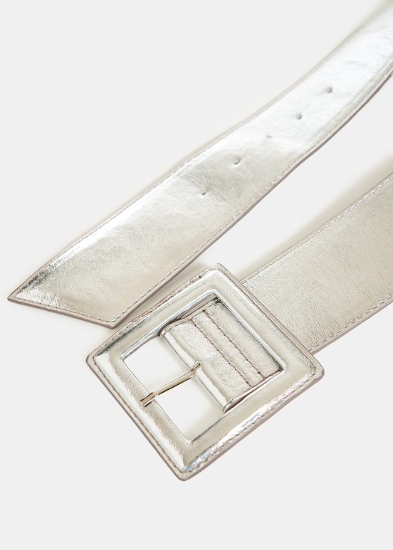 Silver metallic waist belt