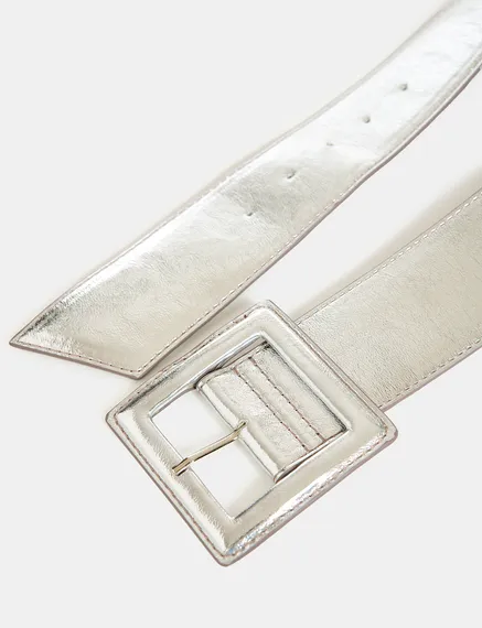 Silver metallic waist belt