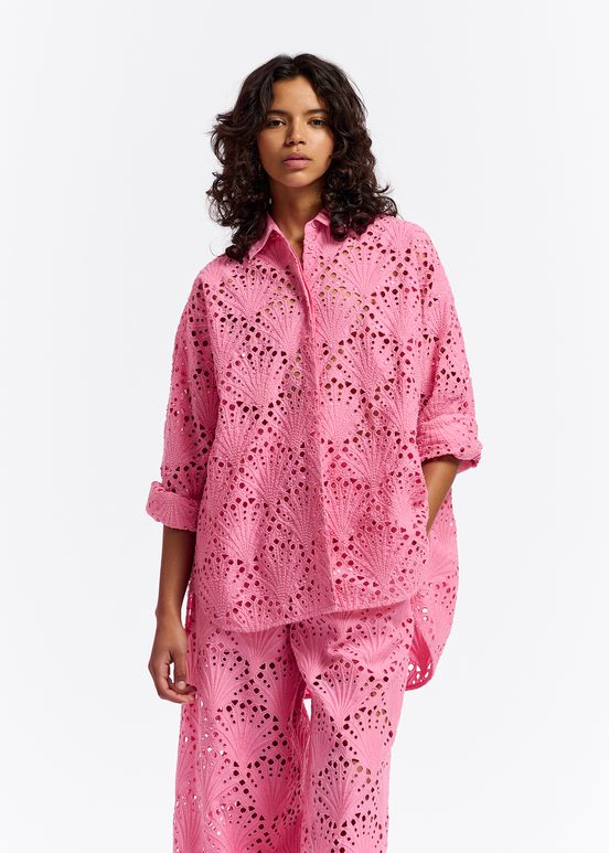 Pink broderie anglaise cotton shirt