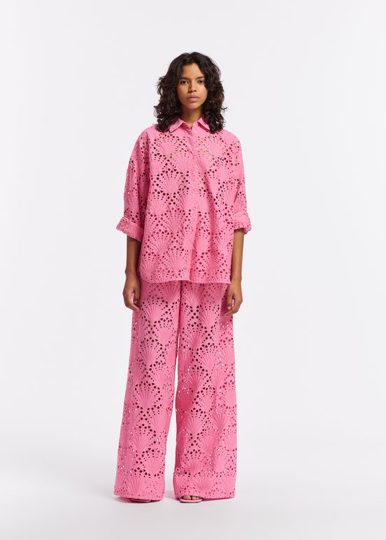 Pink broderie anglaise cotton shirt