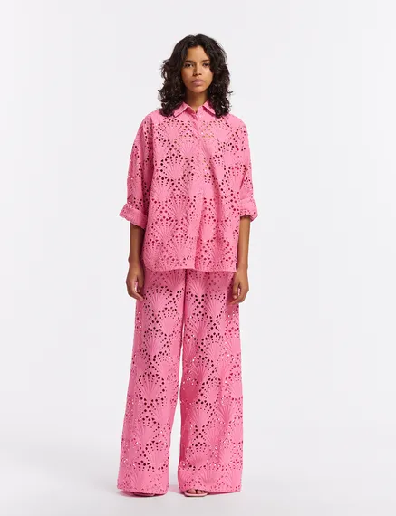 Pink broderie anglaise cotton shirt