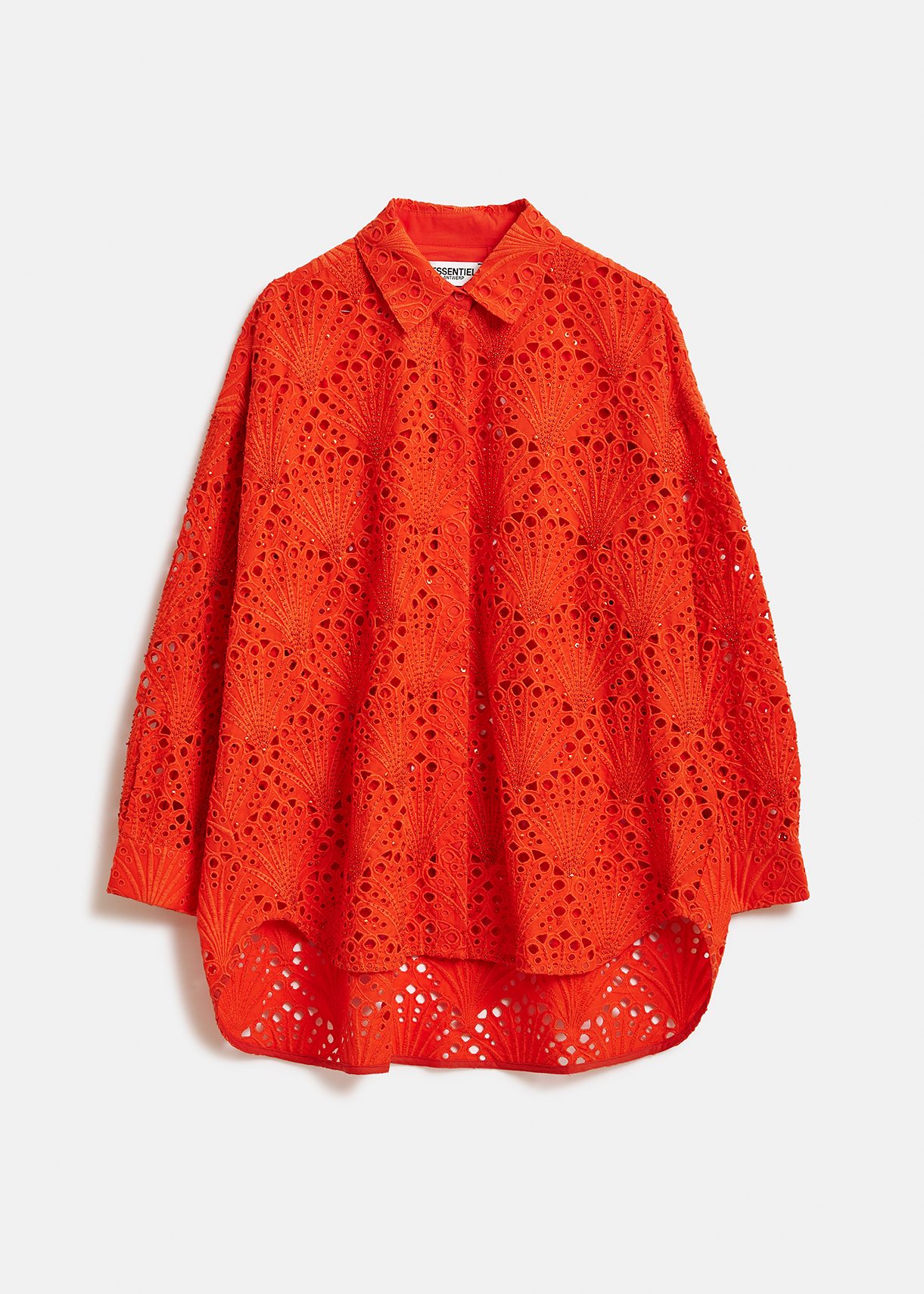 Red broderie anglaise cotton shirt