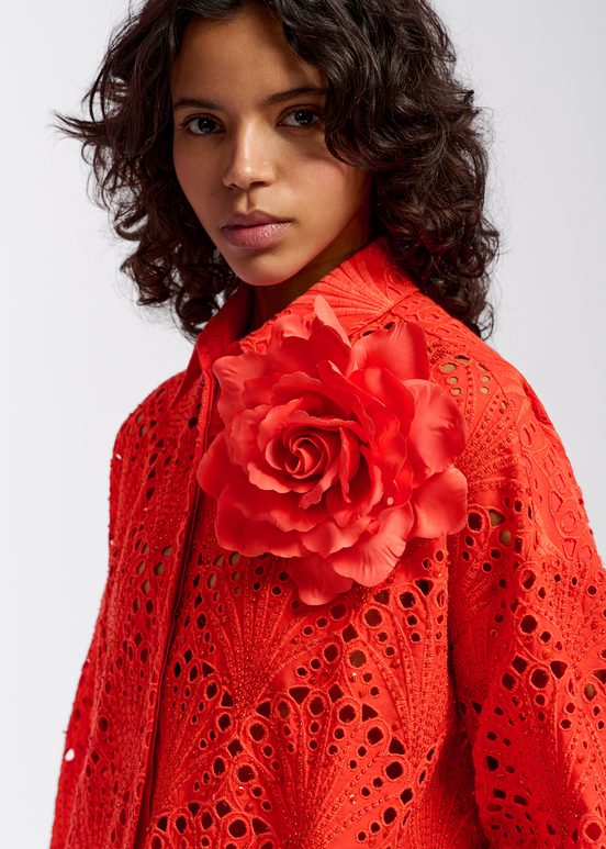 Red broderie anglaise cotton shirt