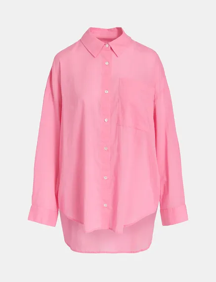 Chemisier oversize rose en voile de coton