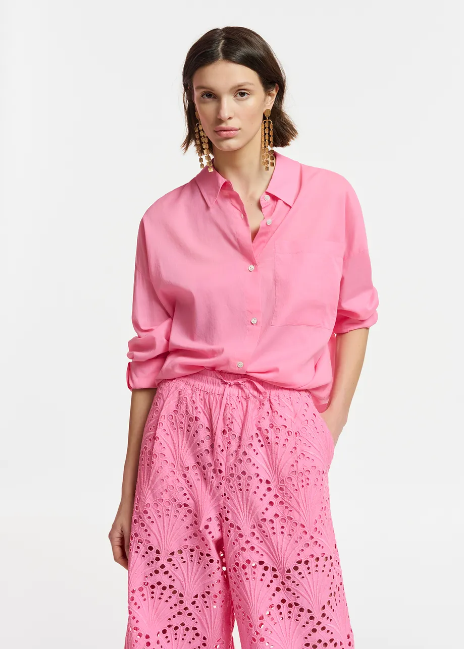Pink oversized cotton-voile shirt