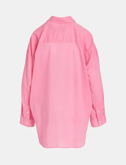 Roze oversized hemd van katoenen voile