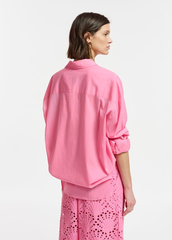 Rosa Oversized-Hemd aus Baumwoll-Voile