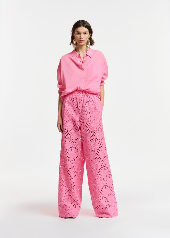 Roze oversized hemd van katoenen voile