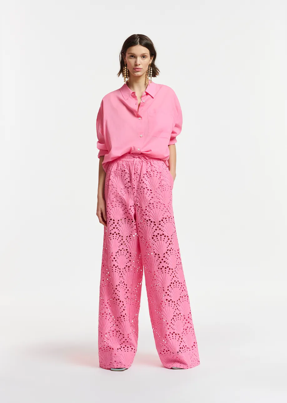 Pink oversized cotton-voile shirt