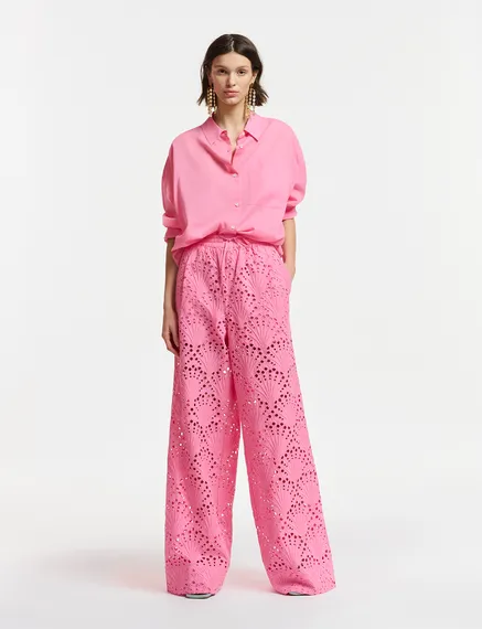 Roze oversized hemd van katoenen voile