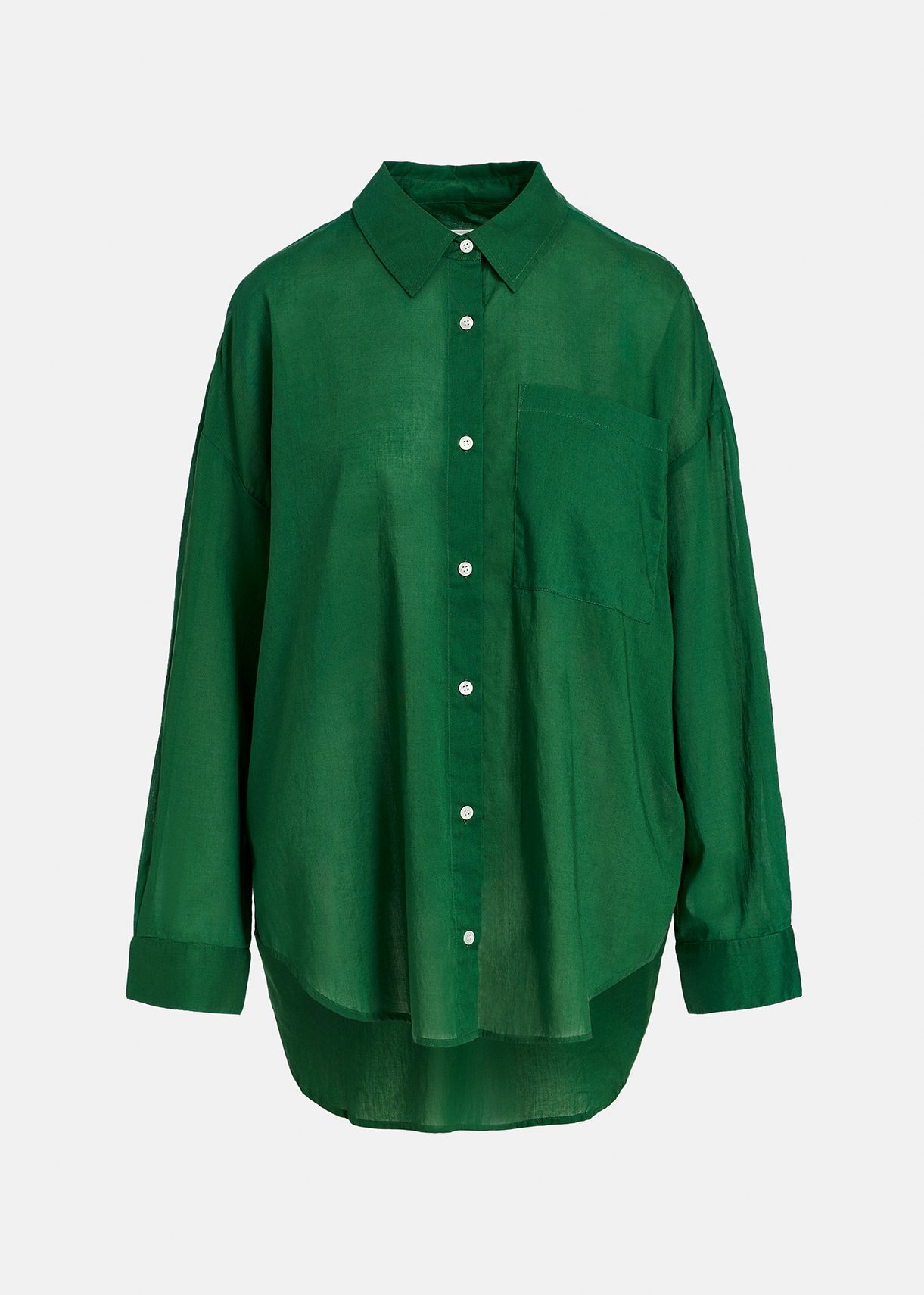 Dark green oversized cotton-voile shirt