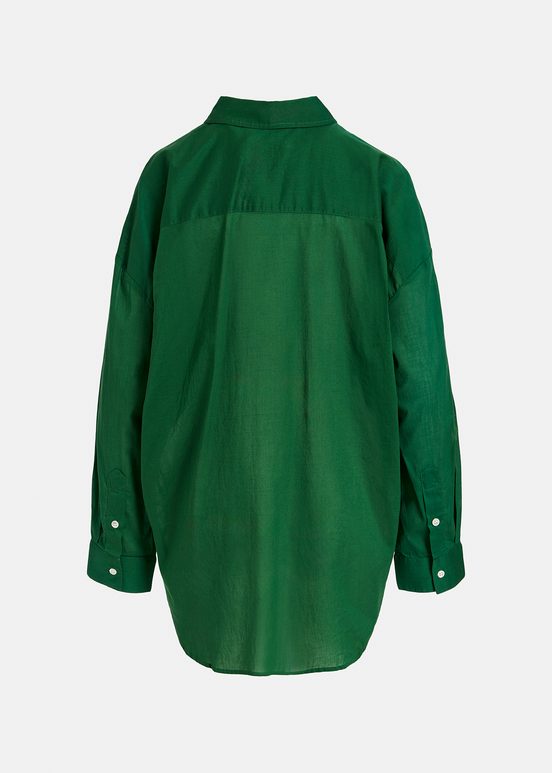 Dark green oversized cotton-voile shirt