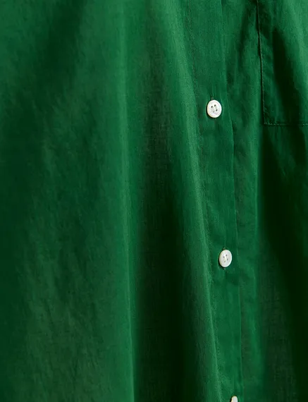 Dark green oversized cotton-voile shirt