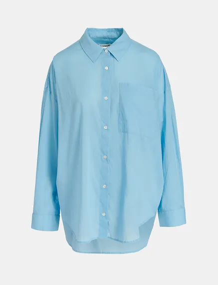 Blue oversized cotton-voile shirt