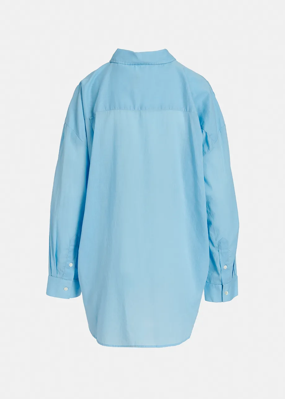 Blue oversized cotton-voile shirt