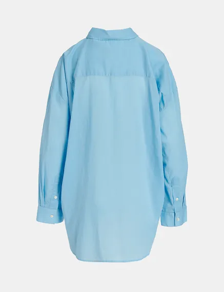 Blue oversized cotton-voile shirt