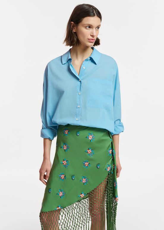 Blue oversized cotton-voile shirt