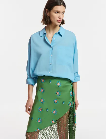 Blue oversized cotton-voile shirt