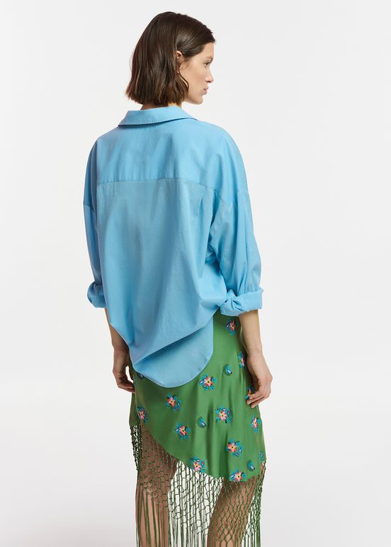 Blue oversized cotton-voile shirt