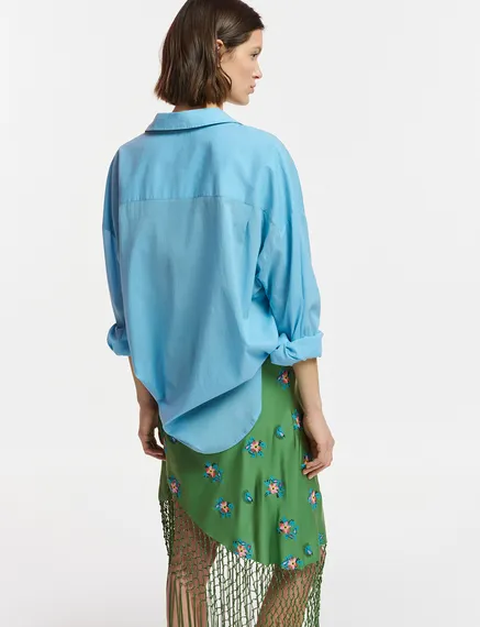 Blue oversized cotton-voile shirt