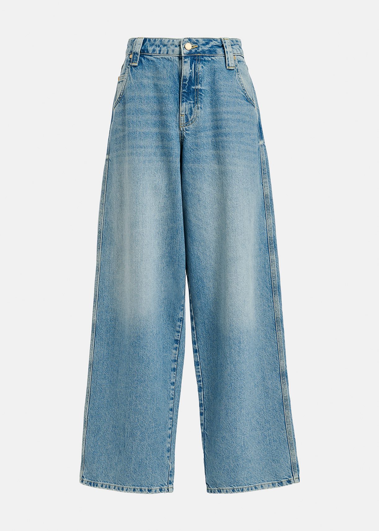 Blauwe jeans met brede pijpen