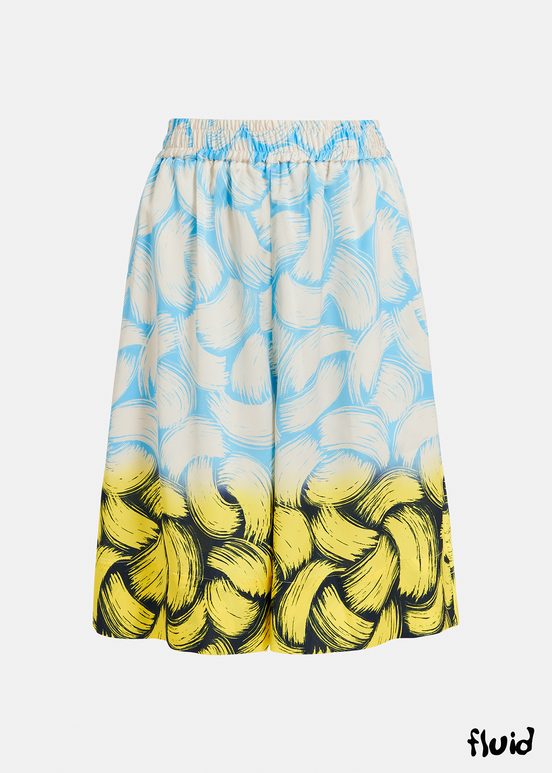 Blue, off-white and yellow abstract-print shorts