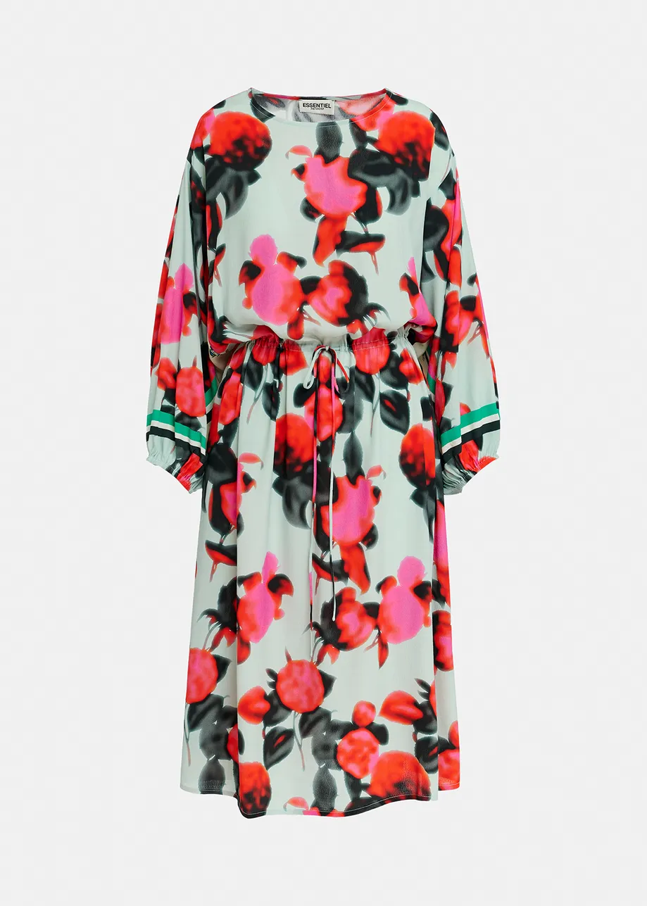 Light blue midi-length dress with floral print