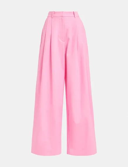 Pantalon rose à jambes larges