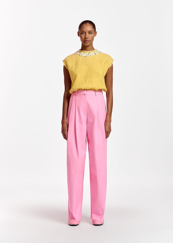 Pantalon rose à jambes larges