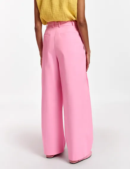 Pantalon rose à jambes larges