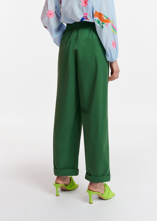 Dark green tapered-leg pants