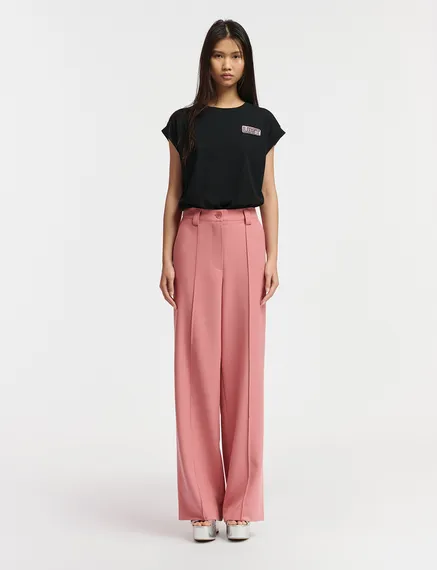 Pantalon vieux rose à jambes droites