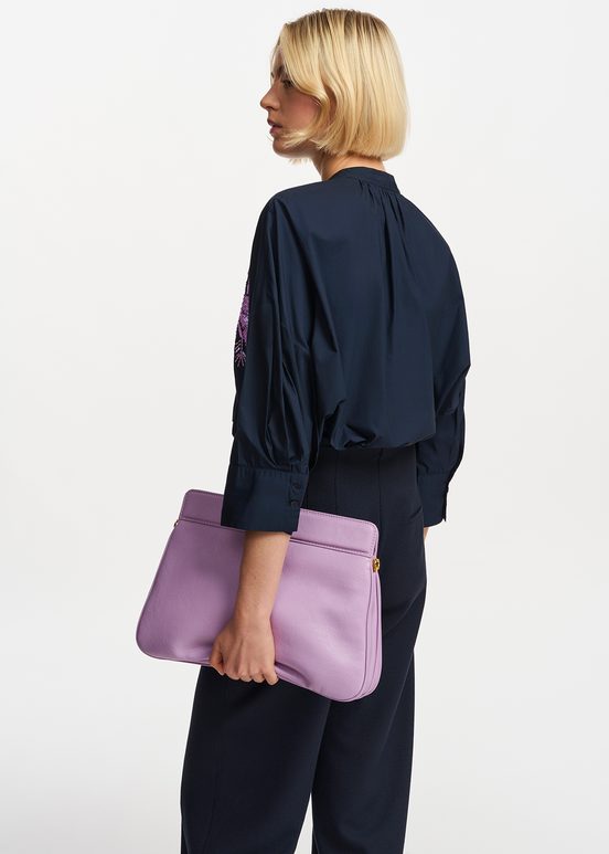 Lilac faux leather shoulder bag